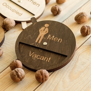 Vacant Occupied Toilet Sign, Gender Sign, Rustic Toilet Plate, Gents Bathroom Sign, WC Wooden Sign, Toilet Door Sign, Wood Toilet Plaque
