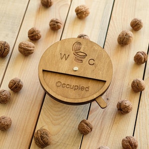 Bathroom Door Occupied Sign, Toilet Door Plate, Vacant Sign for Water Closet, Fun Housewarming Gift, Toilet Sign, Male | Female Icons for WC