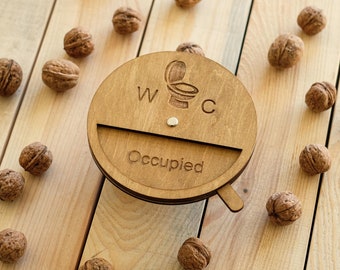 Letrero de puerta de baño ocupada, placa para inodoro, letrero de inodoro vacío, regalo divertido para inauguración de la casa, letrero de inodoro, íconos masculinos y femeninos para inodoro.