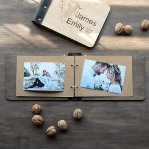 Personalized Photo Album for Wedding Memories, Honeymoon Album, Newlyweds Gift, Wooden Family Album, Anniversary Gift for Couple