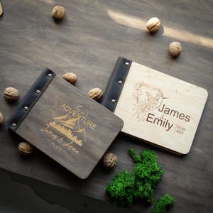 Wedding Photo Album Custom, Wood Memory Album for Newlyweds, Wedding Proof Family Album, Anniversary Gift for Couple, Our Adventure Book