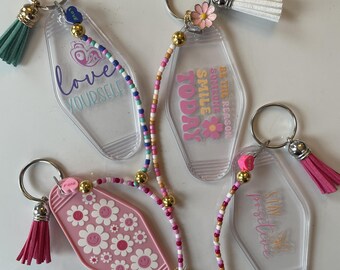 Retro Hotel Key Chain / Bag Tag POSITIVE AFFIRMATIONS THEME