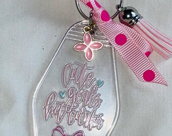 Retro Hotel Key Chain / Bag Tag CUTE GIRLS HIT Curbs