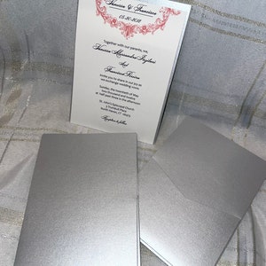 Light Shimmer Grey 5&quot; x 7&quot; Vertical Pocket on the back Invitation Holder DIY Wedding Invitation Supplies
