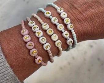 Personalized Word Bracelet, Kids Name Bracelet, Stacking Mama Bracelet, Personalized Gift, Beaded Bracelet