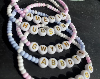 Personalized Word Bracelet, Kids Name Bracelet, Stacking Mama Bracelet, Personalized Gift, Beaded Bracelet