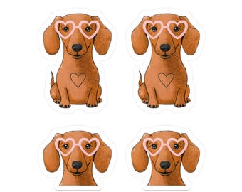 Cute Dachshund Doggie Kiss-Cut Stickers, Planner Stickers, Scrapbooking Decals, Cute, Journal Sticker, Laptop Tumbler Stickers