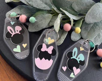 Retro Hotel Key Chain / Bag Tag EASTER MINNIE THEME