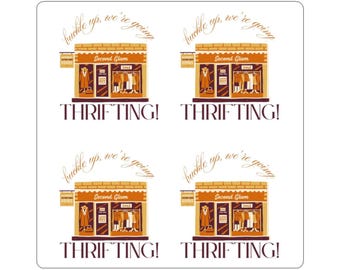 Savy Shopper Thrifting Sticker, Fun Vinyl Sticker, Unique Laptop Decal, Retro Shopping Sticker for Journal or Tumbler