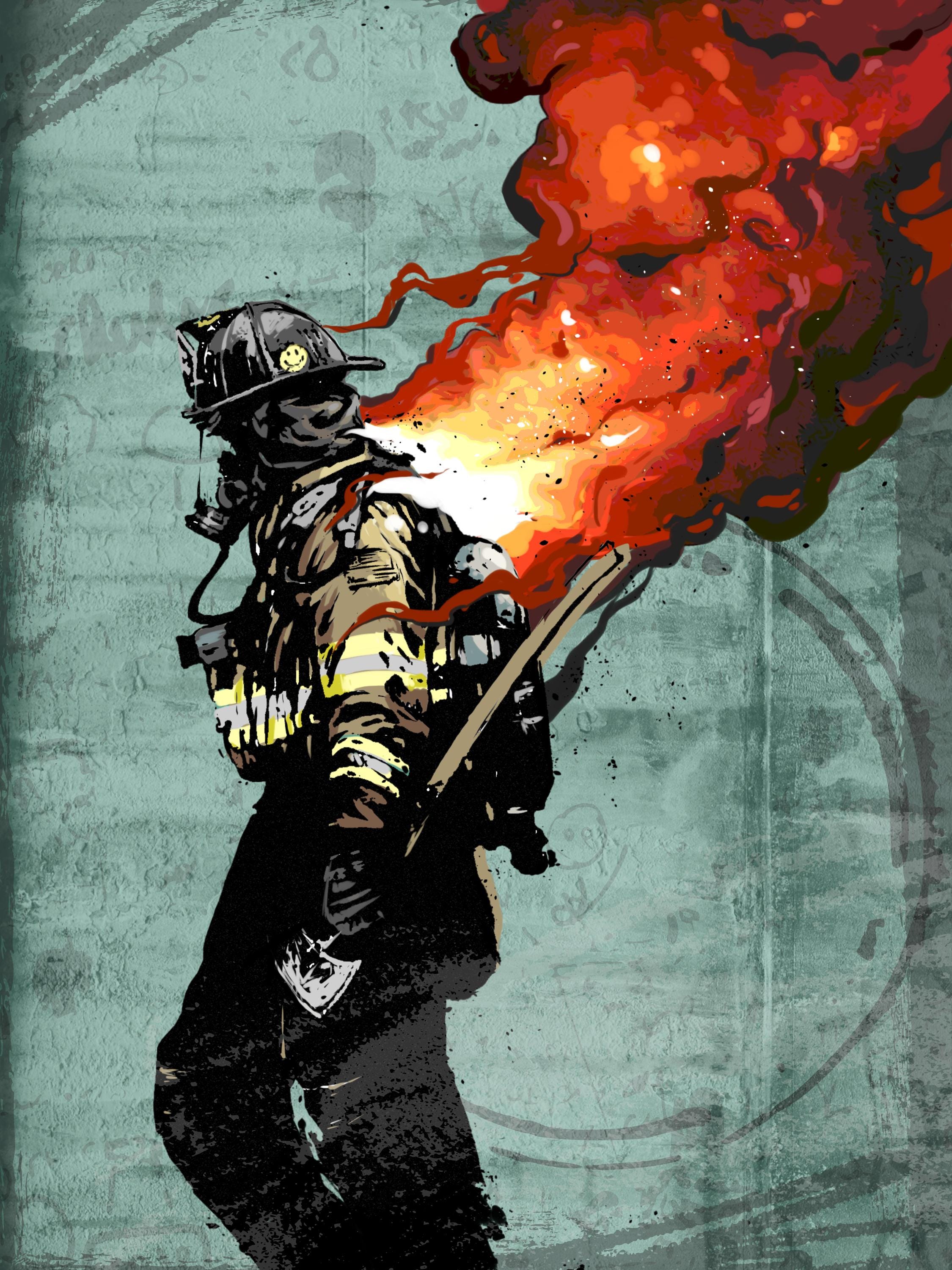 Firefighter Poster, Digital Artwork, Wall Decor, Wall Art. - Etsy