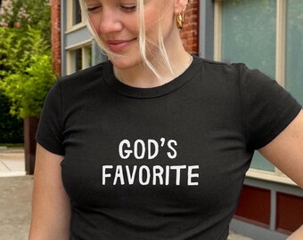 God's Favorite Baby Tee,Cute Vintage Tee,Vintage Tshirt, Retro Graphic, Pinterest Aesthetic,Y2k 90s Style,Women's Fitted Tee,Trendy Shirt90s
