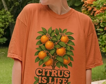Comfort Colors® Citrus is Life Retro Shirt,Trendy Fruity Shirt,Fruit Shirt,Citrus Shirt,Cottagecore Clothing,Vegan Shirt, Garden T Shirt