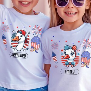 Custom Kids 4th of July Shirt, Custom Goose Shirt with Name, Personalized July 4th Shirt, American Family Tee, Independence Day Shirt, Gift