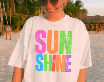Comfort Colors, Sunshine Women Tee, Beach Life Gift for Her, Summer Trendy Shirt, Distressed Beach Mom Gifts, Lake Pool River Birthday Gifts