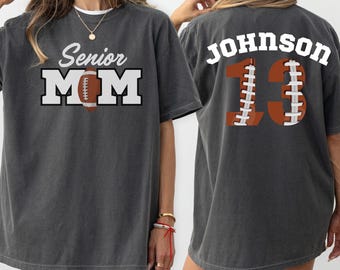 Senior Football Mom Shirt, Personalized Football Mom Tee,Football Mom Shirt With Kids Name and Number,Senior Mom Football Tee,Class of 2026