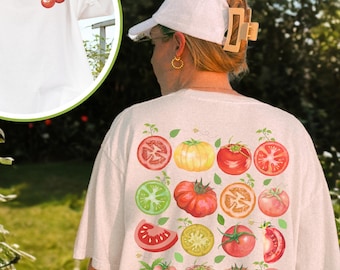 Vintage Tomato Shirt Comfort Colors Farmer&#39;s Market Cottagecore Tshirt Vegetables Cotton Tee Gardening Gift for Foodie Top Boutique Clothing