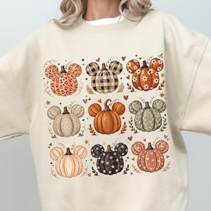 Preppy Mickey Minnie Mouse Pumpkin Halloween Sweatshirt Pumpkin Patch Trendy Boho Floral Fall Tis The Season Autumn Hoodie