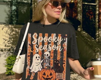 Vintage Halloween Comfort Colors® T Shirt , Spooky Season Ghost Halloween TShirt, Y2K Halloween Women's Shirt