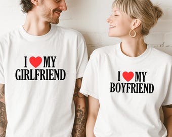 Couples Shirts, I Love My Boyfriend Girlfriend Tees, Matching Couple Gift for Valentine’s Day