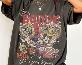 Get in Buddy We're Going to Party Shirt, Retro Mickey Halloween Tee, Vintage Spooky Disney Family Trip Matching Comfort Colors T-Shirt