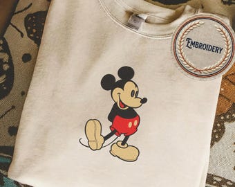 Mickey Mouse Sweatshirt, Embroidery Mickey Sweatshirt, Disney Character Tee, Classic Mickey Hoodie, Unisex Shirt, Disney World Hoodie