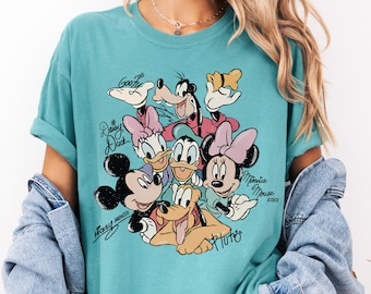 Vintage Mickey and Friends Signatures Shirt, Magical Sweatshirt, Disney Characters Tee, Disney Mouse Head Tee, Mickey & Co Gift, Disney Tee