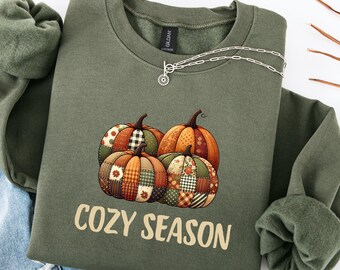 Sweat-shirt citrouille d'Halloween en patchwork de saison confortable, chemise citrouille d'Halloween, pull de saison effrayante, sweat à capuche pour femme mignon Halloween, cadeau d'Halloween