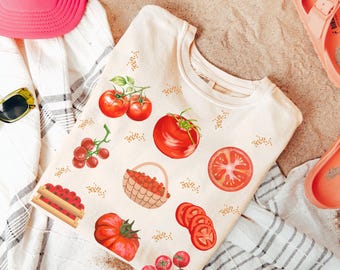 Comfort Colors® Tomato Shirt, Fruit Shirt, Botanical Shirt, Cottagecore Clothing Vegan Shirt, Garden Shirt Vegetable Shirt,Aesthetic Clothes