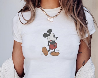 Retro Mickey Disney Baby Tee, Classic Mickey Baby Tee, Y2k 90s Style Mickey Mouse Tee,Gift for Mickey Lovers,Christmas Gift