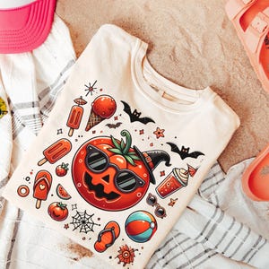 Summerween Tomatoe Shirt, Funny Summer-ween Tshirt,Summerween Horror Characters Shirt,Spooky Summer Tee, Halloween Gift,Tomatoe Summer Shirt image 1