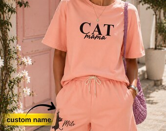 Comfort Colors® 1468 Cat Mom Short, Gift For Cat Mom, Cat Gift For Mothers Day, Cat Mama Shirts, Cat Person Short, Cute Cat Short