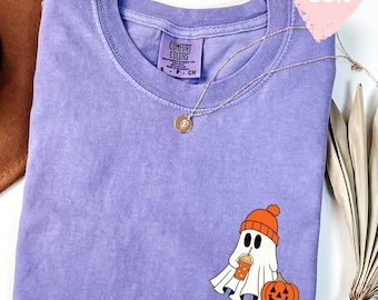 Chemise Comfort Colors® ute Ghost Coffee, T-shirt ute Little Ghost Iced Coffee, Chemise Boo Ghost, Chemise Ghost Coffee, Amateurs de café d'Halloween