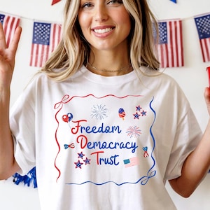 Patriotic Subtle FDT Shirt, Coquette Bow patriotic Tshirt, Independence Day Tee, 4th of July FDT shirt, America Tee, Freedom Democracy Trust