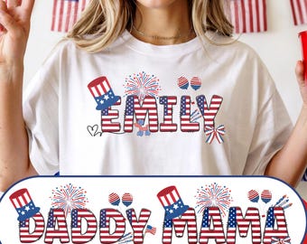 Comfort Colors® Custom Name 4th of July T-shirts | 4th of July Family Shirt, Patriot Mama Gift, USA Tee, Independence Day Matching Shirts