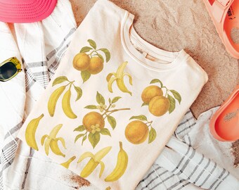Comfort Colors® Banana Shirt, Fruit Shirt, Botanical Shirt, Cottagecore Clothing Vegan Shirt, Garden Shirt Fruit Shirt,Aesthetic Clothes