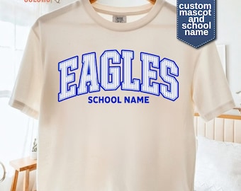 Comfort Colors® Mascot Boxy Tee, School Spirit Crop Top, Personalized School Mascot Cropped, Team Mascot Game Day Crop, Your Mascot Boxy Tee