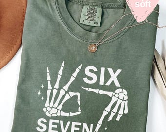 Comfort Colors® 6 7 Internet Meme Shirt, Funny Skeleton Hands Tee, Halloween Couples Shirt, Trendy Shirt, Six Seven T-shirt, 67 Couples Tee