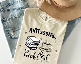 Anti-Social Book Club Shirt,Funny Introvert Reader Tee,Book Lover Gift,Book Club Dropout T-Shirt,Literary Aesthetic Shirt,Unisex Bookish Tee