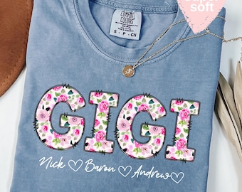 Personalized Gigi Shirt with Grandkids Names,Floral GigiT-Shirt,Mimi Gifts,Mother's Day Shirt,Custom Kids Names Grandma Shirt,Mimi Tee