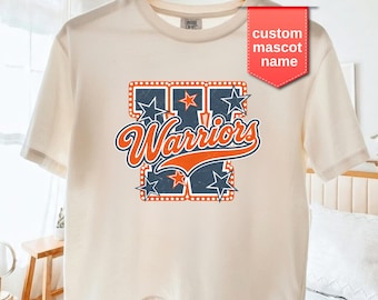 Comfort Colors® Mascot Boxy Tee, School Spirit Crop Top, Personalized School Mascot Cropped, Team Mascot Game Day Crop, Your Mascot Boxy Tee