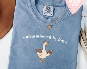 Comfort Colors Boy Mom Shirt, Outnumbered by Boys Goose Tee, Funny Boy Mama Shirt, Cute Mom Life Shirt, Mothers Day Gift for Boy Mom