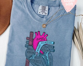 Comfort Colors Heart Anatomy Shirt, Nurse Shirt, CVICU Nurse Gift For Women, Nurse Appreciation Gift, Cardiac Nurse Shirt, EKG Tech Tee