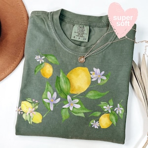 Comfort Colors® Vintage lemon t-shirt, Trendy Summer Lemon Shirt, Cottagecore Citrus t-shirt, Lemon print t-shirt, Aesthetic Fruit Shirt zdjęcie 1