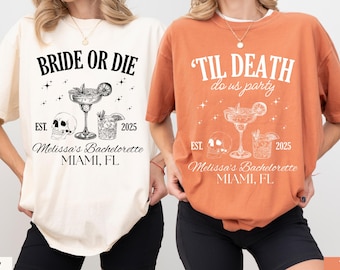 Bride Or Die Shirts, 'Til Death Do Us Party, Funny Halloween Bachelorette Party Shirts, Spooky Bridesmaid Gifts, Skeleton Bride Team T-Shirt