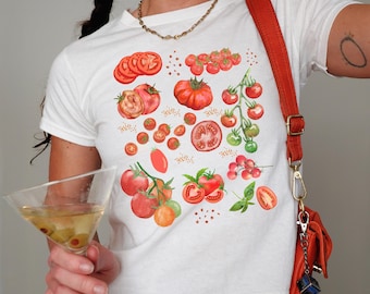 Tomato Baby Tee, Tomato Girl Baby Tee, Coquette Baby Tee, Y2K Aesthetic, 90s Baby Tshirt, Foodie Shirt, Vintage Fruit Print, Y2K Baby Tee