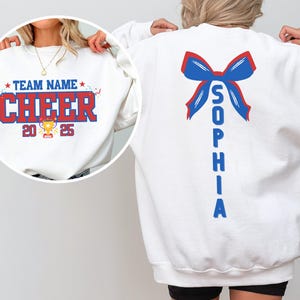 Custom Cheer Team Name Sweatshirt, Personalized Cheerleader Gift, Cheer Mom with Name Hoodie, Cheer Competition Outfit, Mascot Sweatshirt