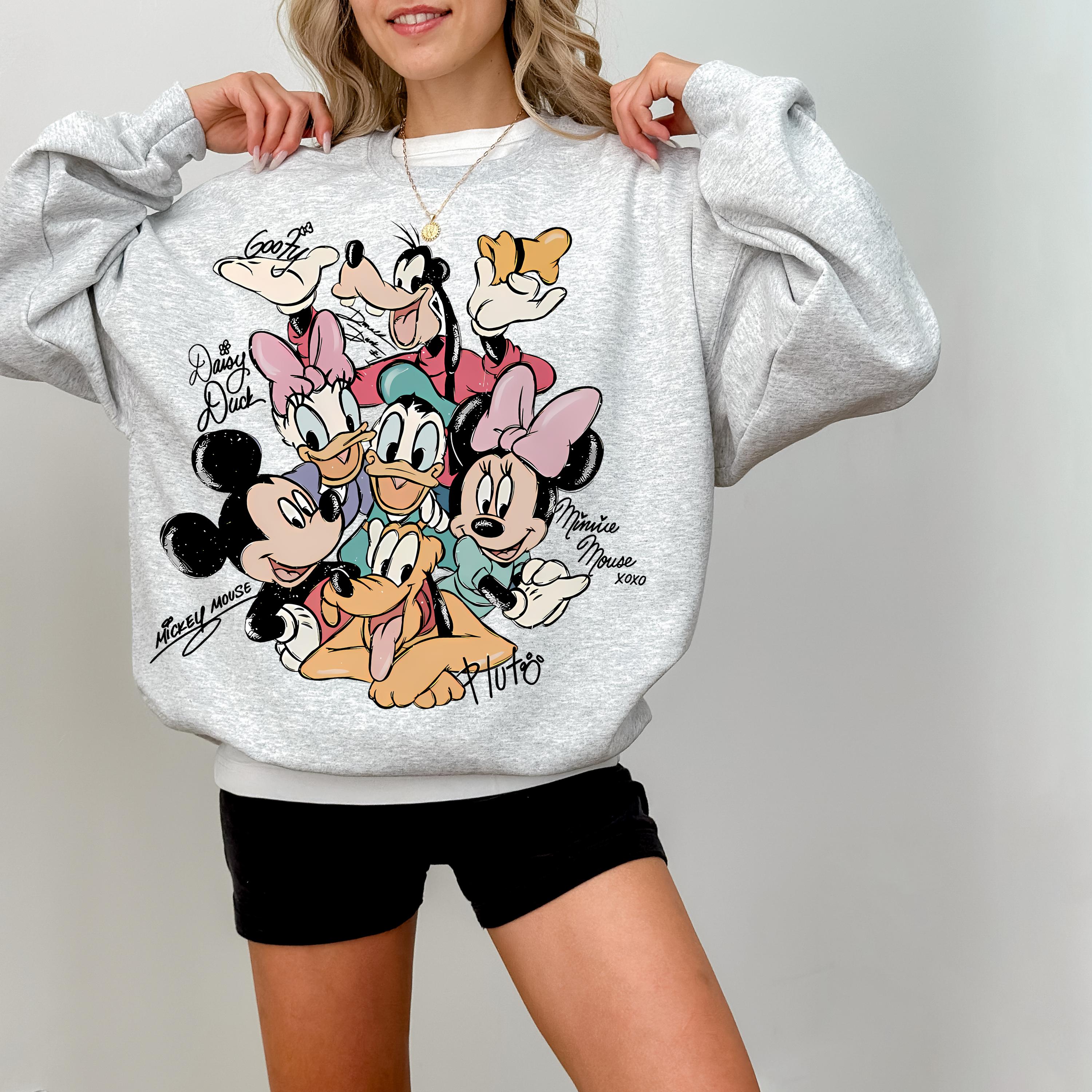 Sweat-shirt Vintage Années 2000 Mickey Mouse Brodé - Taille XL/XXL - Couleur Grise - Coton/polyester
