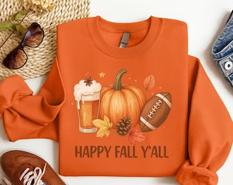 Happy Fall Yall Sweatshirt, Fall Pumpkin Sweatshirt, Thanksgiving Sweatshirt, Women Fall Crewneck, Cute Thanksgiving Gift, Autumn Sweatshirt