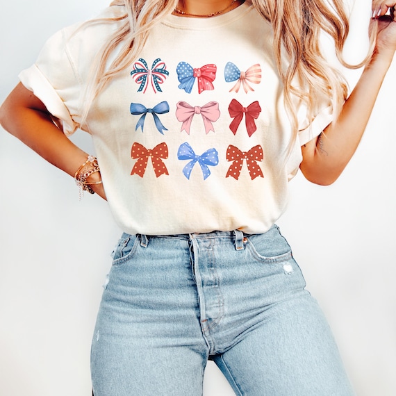 USA Bow Shirt Comfort Colors®, Coquette America Bow Shirt for July 4th, Memorial Day Shirt, USA Shirts, Patriotic Bow Shirts, Election Shirt