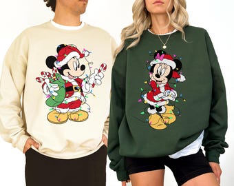 Micky Minnie Maus Weihnachten Sweatshirt Disney Weihnachten Urlaub Familie Passende Pullover Paar Passende Disney Weihnachten Crew Hoodie